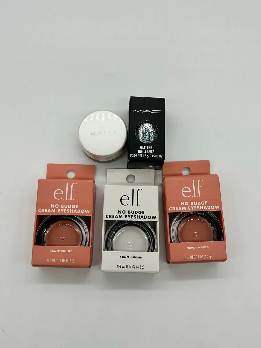 E.l.f No Budge Cream Eyeshadow Mally Dream Brow MAC Glitter Brillants NIB